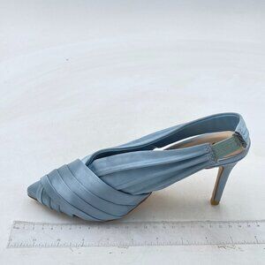 YDN Blue Stain High Heel Pumps Pointed Toe Slingback Slip on Sandals Dress Shoes